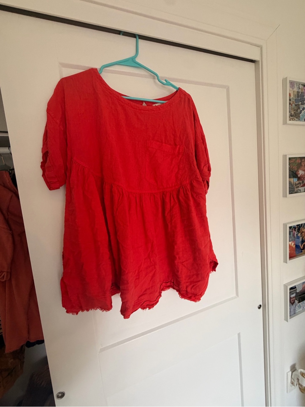 Free People Bright Red Peasant Tunic